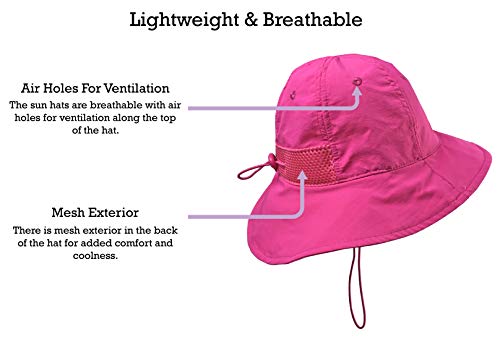 N'ice Caps Kids 2Pc Pack Spf 50+ Uv Protection Breathable Sun Hat (Neon Pink/Neon Purple - Pack, 59Cm (23.2") / 8-12Yrs) #TOP2