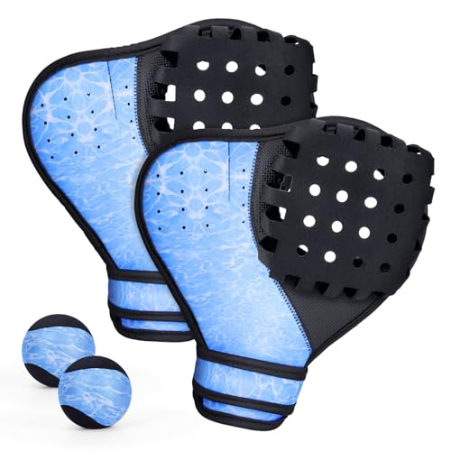 Water Baseball Glove and Ball Set Water Gloves with Adjustable Strap 2 Catch Water Gloves & Balls for Water Games Pool Sports & Beach Games for Teens & Adults