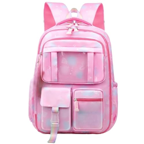 Mochila Feminina Escolar Impermeável Estilo Coreano | Mochila Grande Capacidade para Faculdade(ROSA 2776)