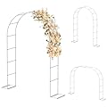 HEOMU Garden Arch Trellis, Metal Garden Arbor with Base, 5.3'W x 7.6'H or 7.9'W x 6.3'H, Assemble Freely 2 Sizes, Arch Trellis for Climbing Plants Outdoor Wedding Bridal Party Decoration, White