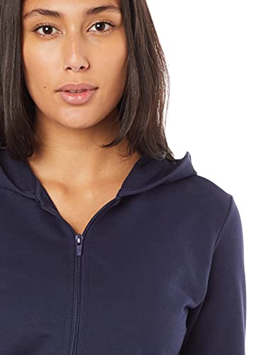 Casaco de Moletom Leve Com Capuz Feminino; basicamente.; Marinho M