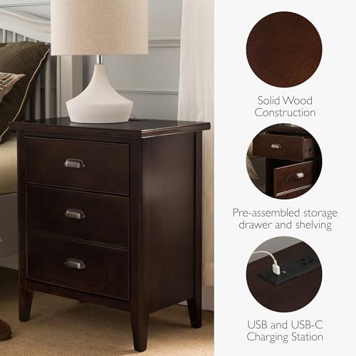 Image of Leick Home Laurent Nightstand Side Table, 24 inch, Chocolate Cherry