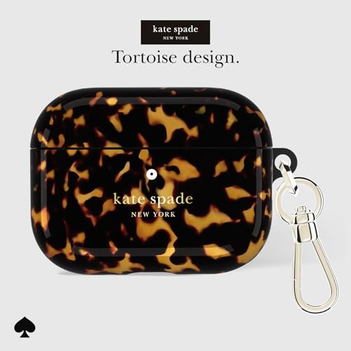 Image of kate spade new york AirPods Pro 3 Protective Case with Luxe Metallic Keychain Clip - Transparent Tortoise, Compatible with AirPods Pro 3rd Generation