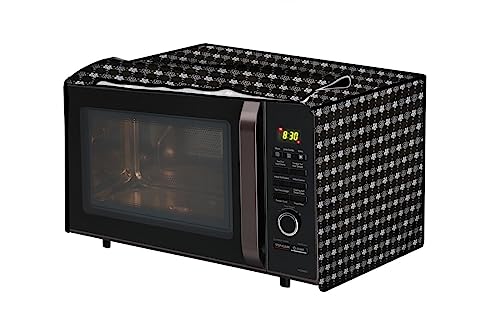 Image of The Furnishing Tree PVC Waterproof Microwave Oven Cover Compatible for Morphy Richards 20 L Solo 20 MS Floral Pattern Black White