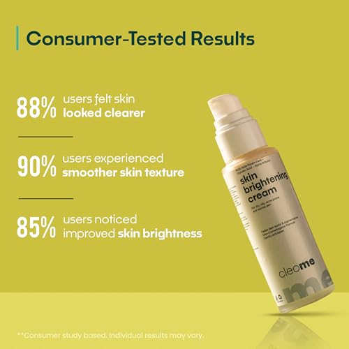 Image of Cleome Skin Brightening Cream for Women & Men with Kojic Acid, Glycolic Acid & Alpha Arbutin | Pigmentation Cream for Dark Spots & Uneven Tone | Non-Comedogenic | Dry, Oily, Acne Prone & Normal Skin | 50ml