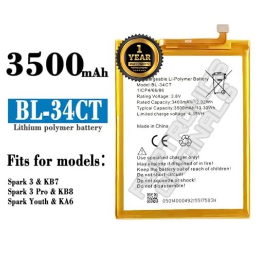 Image of BL-34CT Battery for Tecno Camon i4 / Camon -iSky3 / KB3 / CB7 / CB7J / KB7 / KB7J /Battery with 1 Year Warranty**** (I113)
