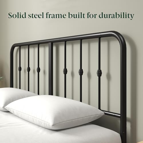 Image of Zinus Leonardo Metal Platform Bed Frame, Victorian Spindle Style Headboard and Footboard, Heavy Duty Bed Base, Ample Underbed Space, Queen