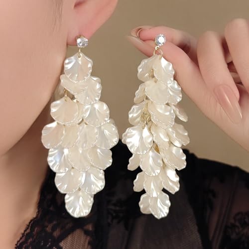 Tassel Shell Earrings for Women White Shell Statement Sea Summer Beach Lightweight Dangling Drop Earrings Dainty Fashion Ear Jewelry2