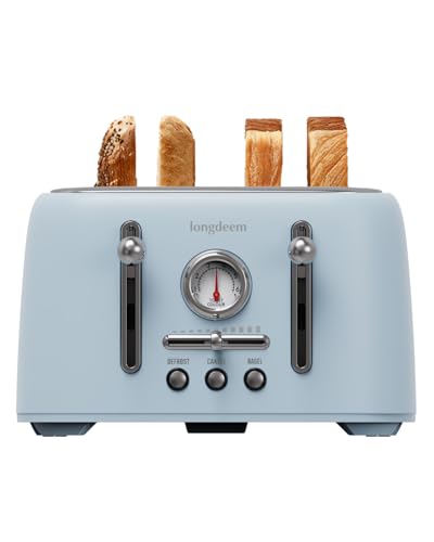 Torradeira De 4 Fatias Com Aberturas Extra Largas De 4,0 Cm, LONGDEEM