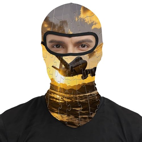 Pasamontaña térmico para hombre y mujer con estampado de avión y rompecabezas, máscara facial para esquí, motociclismo y clima frío miniatura 2