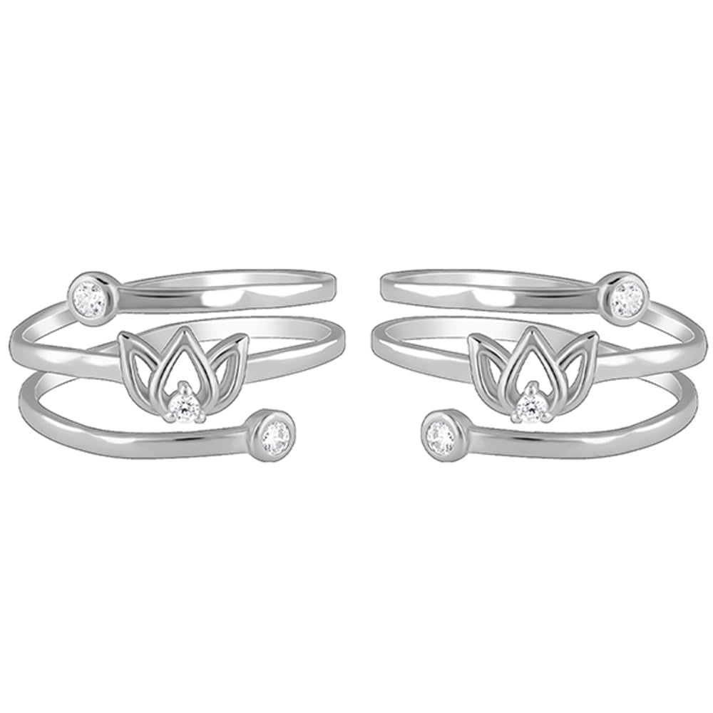 925 Silver Elegant Lotus Toe Rings| Toe Rings for Women and Girls | With Certificate of Authenticity and 925 Stamp | 6 Month Warranty-image-40