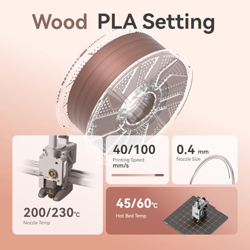 Image of Chitu Systems Wood PLA Filament Bundle, 3D Printer PLA 1.75mm Cherry Walnut White Oak Teak with Real Wood Fiber, Using Reusable Spool Compatible with Bambu Lab Refill Filament, 4x1KG 8.8lb