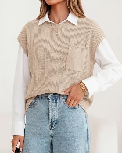 KIRUNDO Spring Summer Short Sleeve Sweater for Women 2026 Casual Sweater Vest Cotton Knit Pullover Tank Tops Fashion Clothing