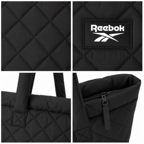 Image of Reebok Womens Tote Bag - Lightweight Carry On Puffer Quilted Tote Bag for Travel Work Travel and Daily Essentials