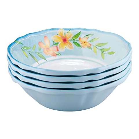Tropical Breeze Plumeria 7" Bowl Set of 4 Cover