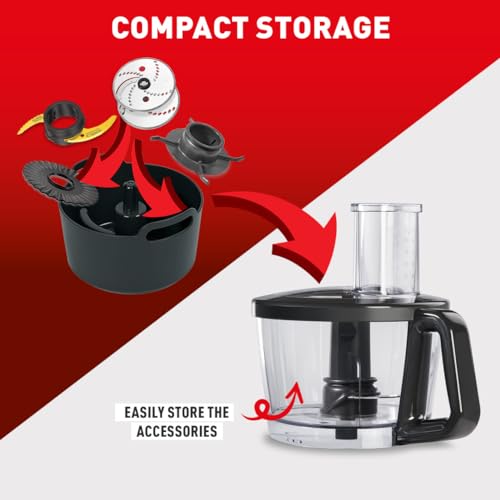 Tefal 8in1 Double Force Pro Food Processor & Blender, 3L Bowl, 2L Jug, 6 Speeds, 1000W, Chop, Grate, Slice, Shred, Knead, Beat, Dishwasher Safe, Black, DO821840