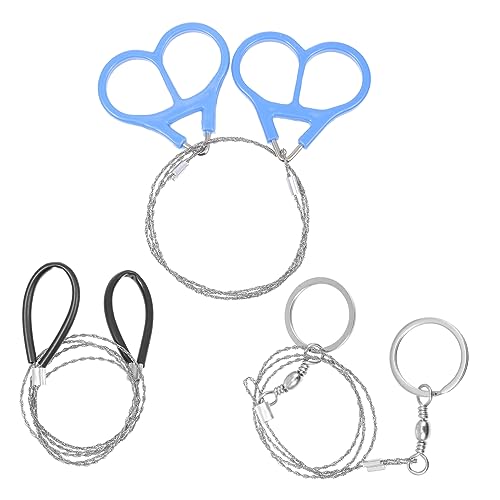 BESPORTBLE 2sets 3pcs Emergency Wire Saws Stainless Steel Outdoor with Comfortable Pull Rings for Hiking Camping and Work Easy to Use No Special Maintenance Required 3pcs*2