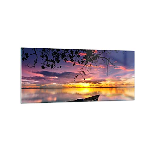 Image tableau en verres haut de gamme 120x50cm déco salon bateau paysage moderne