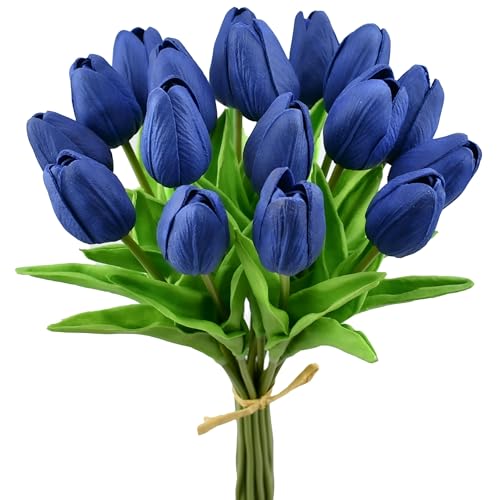 Image of Mandy's 20pcs Artificial Navy Blue Tulips