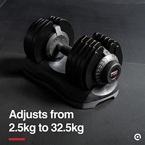 MuscleSquad Pair of 32.5kg Adjustable Dumbbell - 12 in 1 Dumbbell - 5kg to 32.5kg (Pair of Dumbbells)