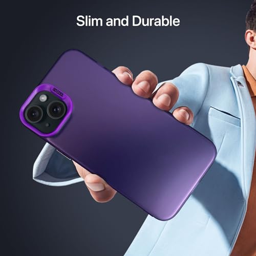 Image of Vaku Luxos Matte Dazzle Back Cover for iPhone 15 Plus Shock Proof Airbag Protection TPU Case Scratch Resistant Slim Thin Military-Grade Protection - Purple