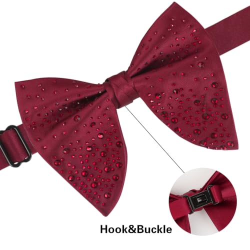 Image of Alizeal Velvet Pre-tied Adjustable Bow Tie for Men Oversize Formal Solid Tuxedo Bowtie