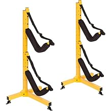Suspenz Kayak Storage Rack, 2-Boat EZ Rack for Kayak, Canoe, SUP T-Base/1 Box Indoor/Outdoor Kayak Hangers Hooks, Yellow, 48" x 24" 12-9902
