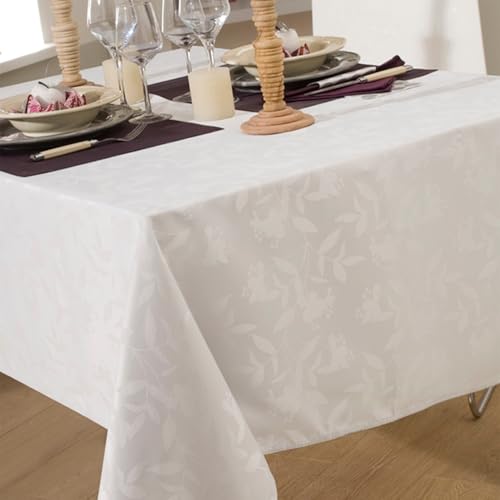 Nappe DAMASSEE Ombra Blanc 150X350 rectangulaire grand format pour table - 3