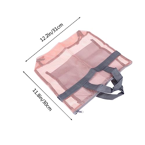 Large Capacity Mesh Tote Bag for Women Versatile Beach Picnic Travel Storage with Zippered Pocket for Essentials Outdoor Activities Pink2