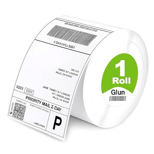Image of GLUN Direct Thermal Label Stickers,4x6 Inch (100x150mm), 400 Labels Per Roll Compatible with Thermal Printers, Self-Adhesive Shipping Labels Pack of 1