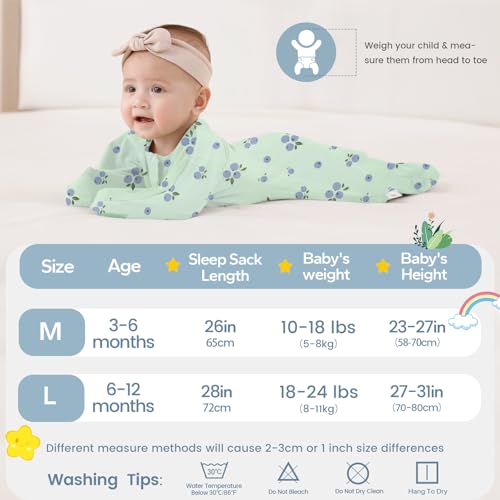 Image of ZIGJOY Swaddle Sleep Sack 3-6 Months, 0.5 Tog Baby Wearable Blanket | Rayon Made From Bamboo, Soft & Cool & High Stretchy. 2-way Zipper for Easy Diaper Changes. Long Sleeves Allow Self-soothing