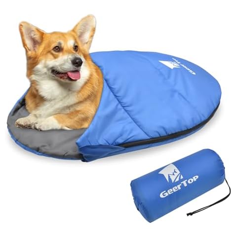 GEERTOP Dog Sleeping Bag Durable Packable Pet Sleeping Bed Comfortable Washable, Portable Pet Bed for Cats and Small Dogs - Dog Bed for Camping Hiking Cottage Beach Cover