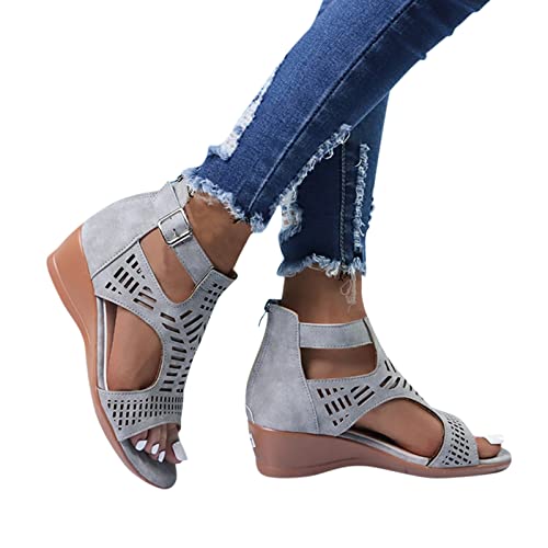 Womens Sandals Dressy Summer Flat, Women's Casual Bohemian Beach Shoes Fashion Crystal Open-Toe Low Heeled Sandals4