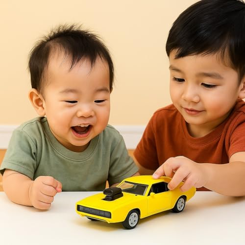 Image of 1:36 Scale Fast & Furious 7 Dodge Charger Toy Car - Die-Cast Alloy Pullback Model Vehicle with Openable Doors - Collectible Metal Racing Car Toy for Kids, Boys (Color As Per Stock)