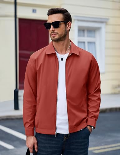 Image of MAGCOMSEN Men's Lightweight Jackets Full Zip Up Light Coat Laydown Collar Jacket Casual Windbreaker Jacket with Zip Pockets