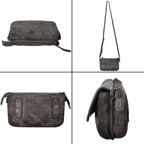 Image of Rustic Town Leather Wallet for Women - Washed Leather Crossbody Bag - Credit Card Holder Travel Shoulder Purse Waist Bag for Ladies