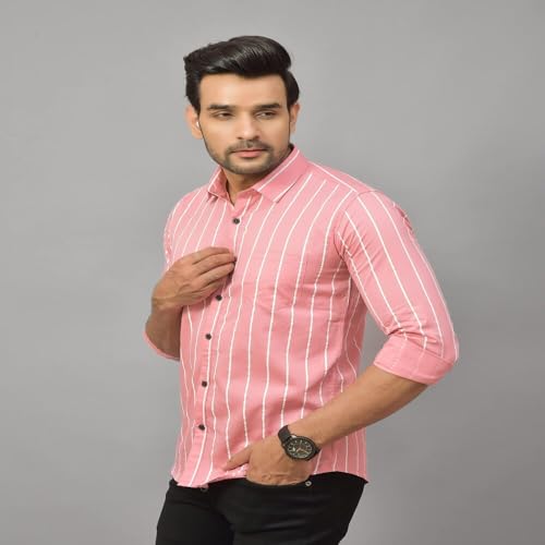 Image of Regular Fit Striped Lining Cotton Full Sleeve Casual Shirts for Men /Long Sleeves Cotton Striped, Cotton Shirt Crafted with Regular Sleeve, Comfort Fit & High-Performance for Everyday Wear