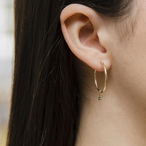 Boucles d'oreilles créoles or 14k et diamant élégantes