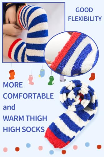 Image of CutiePlusU Womens Thigh High Fuzzy Socks Coral Fleece Over Knee High Sock - 1 Pair
