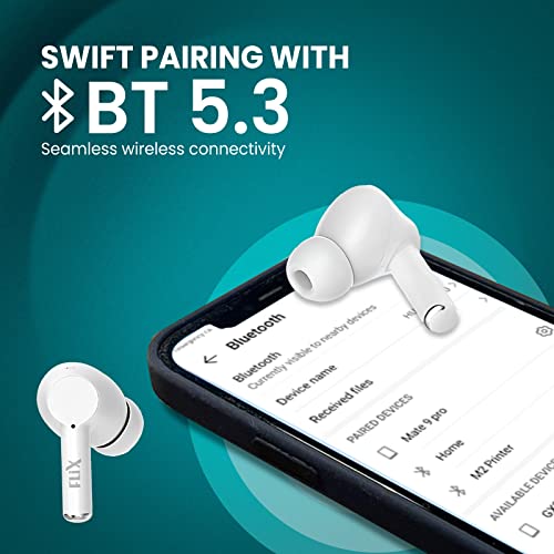 Image of FLiX(Beetel Nitro Buds T20 in-Ear TWS,BT v5.3,Quad Mic & Environmental Noise Cancellation,13MM Super Bass Drivers,40MS Low Latency Gaming,Upto 22Hrs Playtime,IPX3,Voice Assist(White)