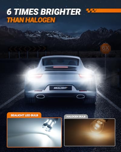Image of SEALIGHT 3157 LED Bulb White, Super Bright 3156 3056 3057 4157 3047 4057 3457 4114 LED Bulb for Backup Reverse Tail Brake DRL Signal Parking Lights, Pack of 2