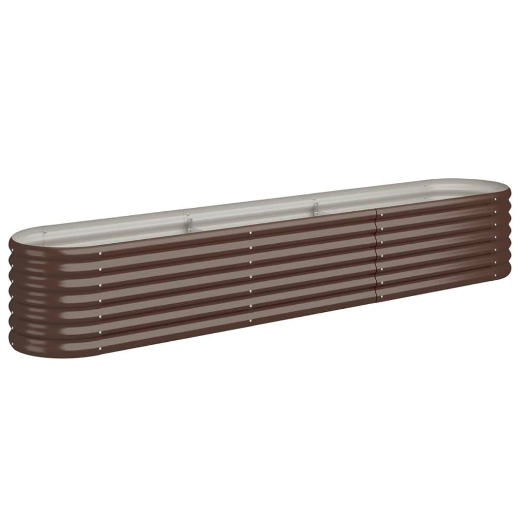 vidaXL Garden Raised Bed - Powder-coated Steel, 224x40x36 cm, Oval Brown Flower Box for Outdoor, Patio, Deck, Herb and Vegetable Planting