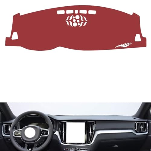 Leather Dash Board Cover mat Compatible with Volvo S60（NO HUD） 20-2026，Anti-Slip,Sun Protection Dashboard Cover-red