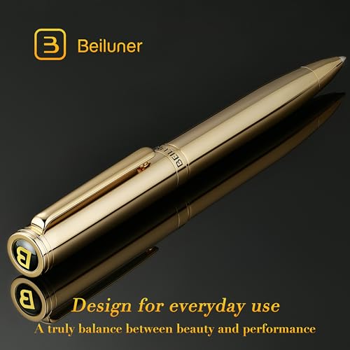 Image of BEILUNER Gold Gel Pen, Stunning Luxury Pens with 24K Gold Plating, Black Ink Refill, Executive Gift Set for Family & Friends, Writing, Fancy, Office, Retractable, Graduation Gifts, Nice Designer Pens