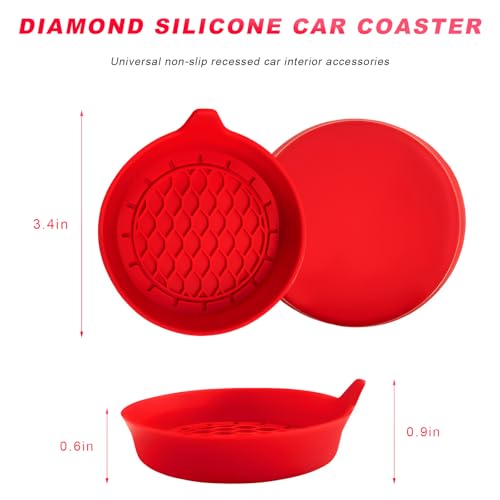 Juego 4 posavasos de silicón antideslizante para auto rojo miniatura 2