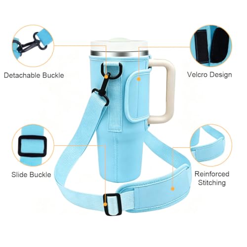 Image of ZIBUYU BrandName 40 oz Water Bottle Carrier Pouch Compatible with 40oz Bottles, Waterproof Water Bottle Holder with Adjustable Shoulder Strap, dust Resistant Travel Carrier Bag for Hiking, Camping,