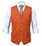 tuikayoo uomo camoscio vestito gilet vintage western cowboy gilet vestibilità normale per matrimonio groomsmen, colore: arancione., xl