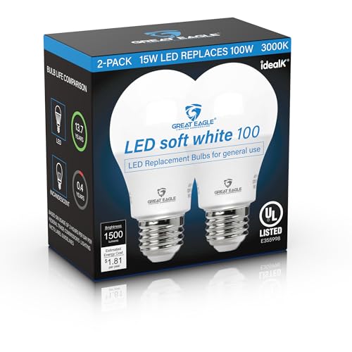 Great Eagle A19 LED Light Bulbs 100 Watt...