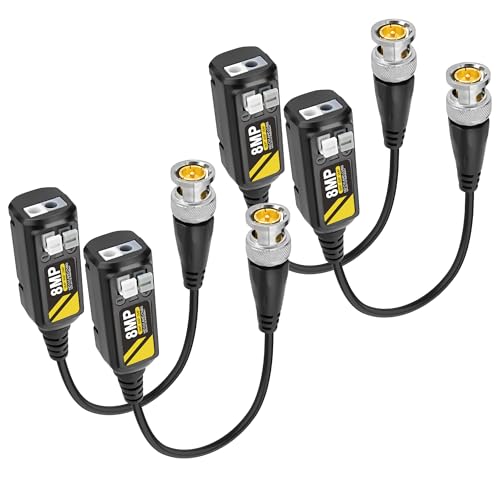 MEIRIYFA 8MP Passive HD BNC Video Balun Stecker Passive AHD/TVI/CVI/CVBS Signal Transceiver Sender für 720P/960P/1080P/3MP/4MP/5MP/8MP CCTV Sicherheitskameras (2 Paar)