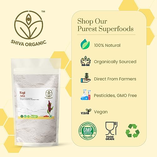 Image of Shiva Organic Ragi Atta - 3 kg | Finger Millet Flour - High Protein, Gluten Free, & Diabetic Friendly | Stone Ground, Ancient Grain | Sourced from Uttarakhand